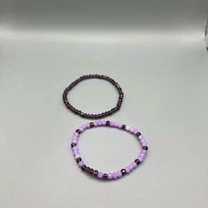 Elegant Purple Beaded Bracelet Duo - HANDMADE #213